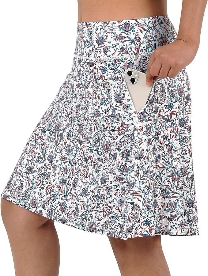 ANIVIVO Women's Skorts Skirts 20" Knee Length,Tennis Golf Pickleball Sports Skirts with High Waisted Zipper Pockets