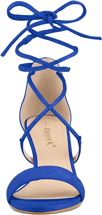 Allegra K Women's Kitten Heel Lace Up Open Toe Sandals