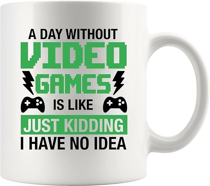 Panvola A Day Without Video Games Is Like Gamer Coffee Mug Game Lover Player Ceramic Cup Novelty Drinkware 11 oz White